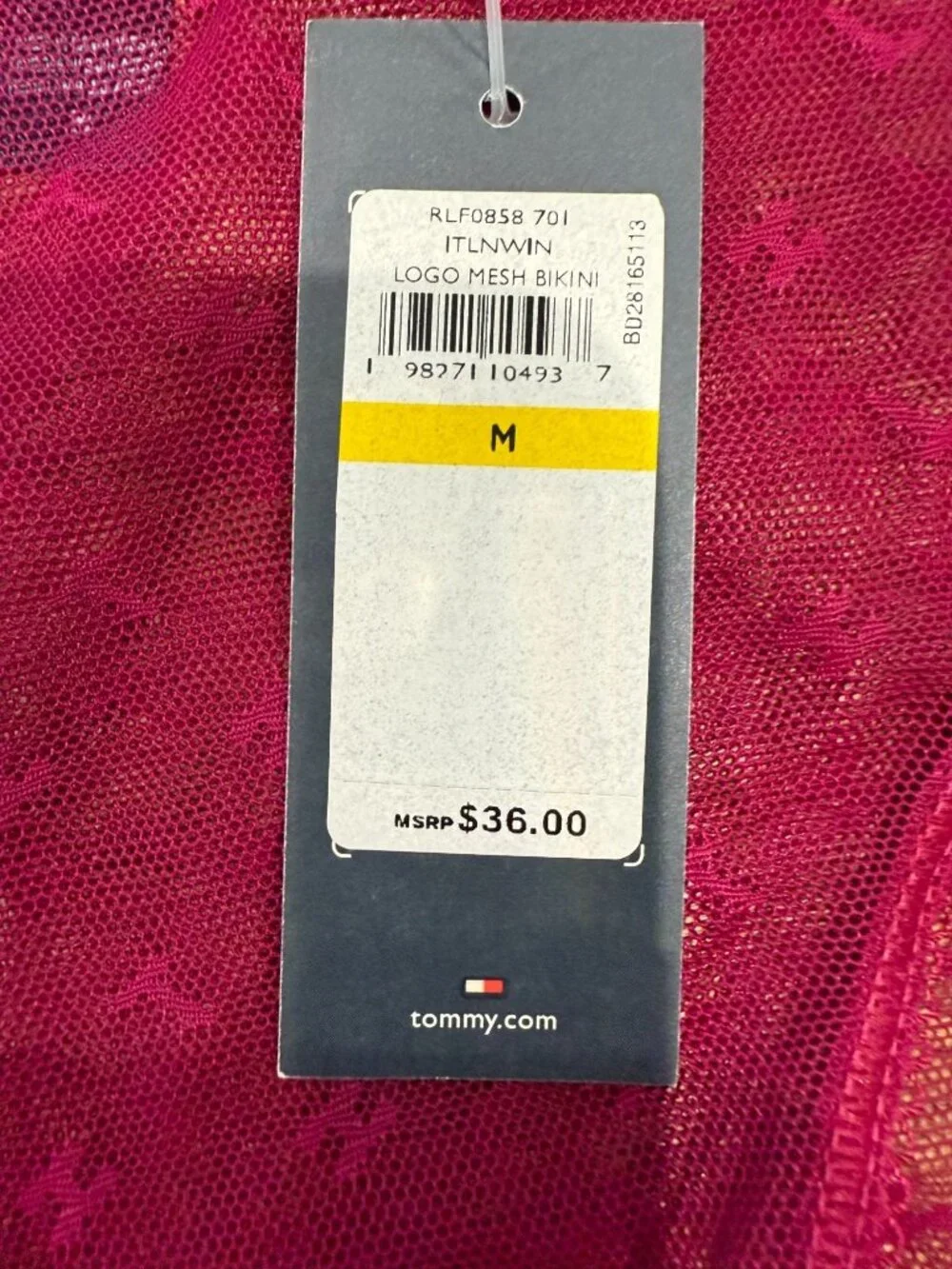 Tommy Hilfiger Women's Maroon Logo Mesh Panty Size M - NWT